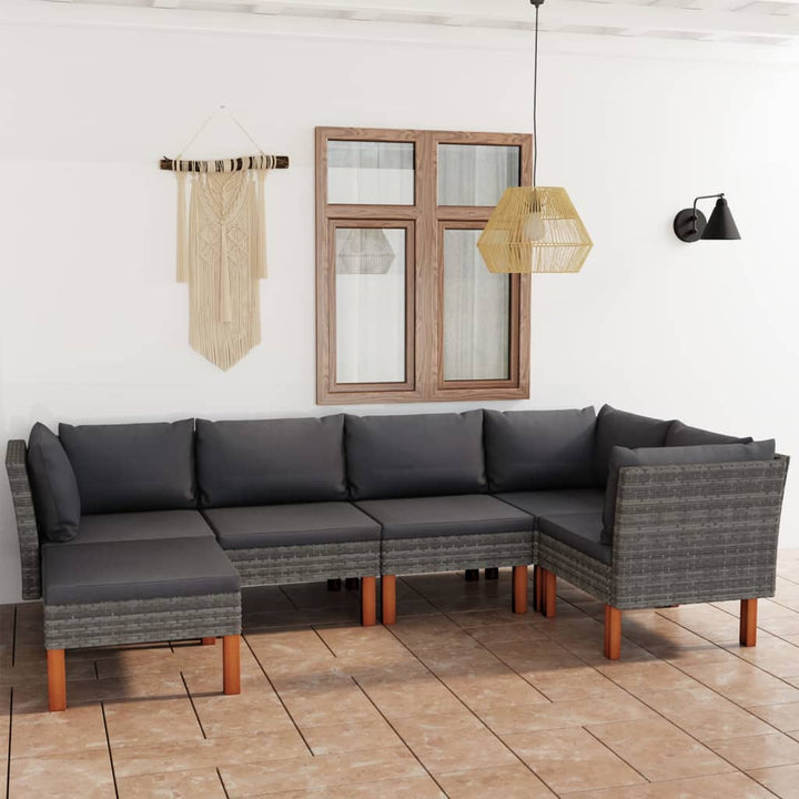 Set Mobilier De Grădină Cu Perne, 8 Piese, , Poliratan
