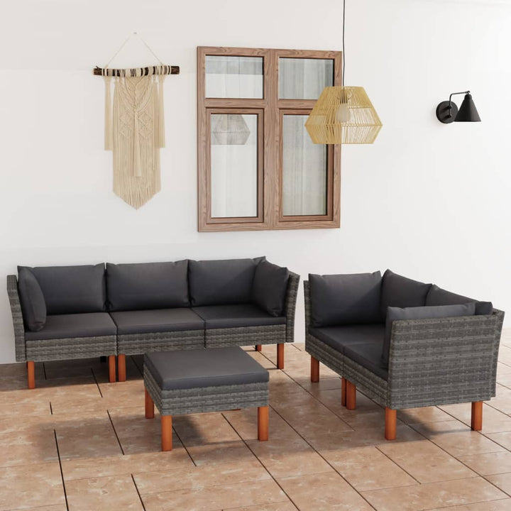Set Mobilier De Grădină Cu Perne, 8 Piese, , Poliratan
