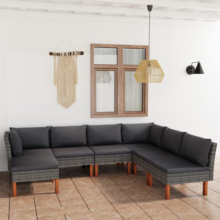 Set Mobilier De Grădină Cu Perne, 8 Piese, , Poliratan