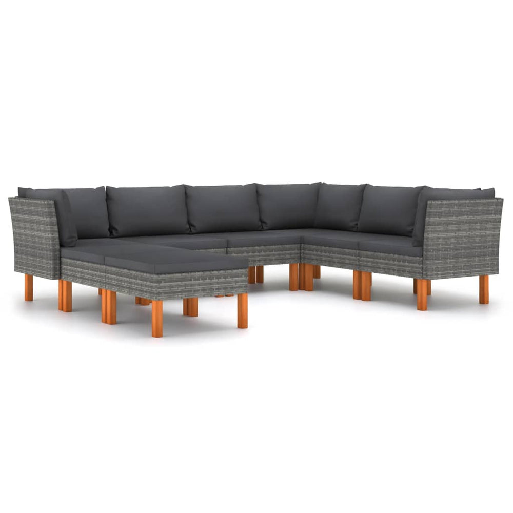 Set Mobilier De Grădină Cu Perne, 8 Piese, , Poliratan