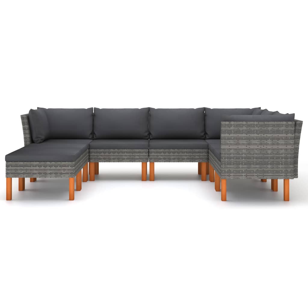 Set Mobilier De Grădină Cu Perne, 8 Piese, , Poliratan