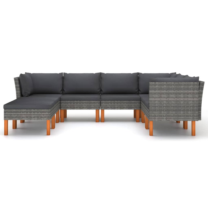 Set Mobilier De Grădină Cu Perne, 8 Piese, , Poliratan