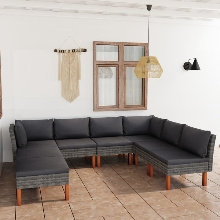 Set Mobilier De Grădină Cu Perne, 8 Piese, , Poliratan