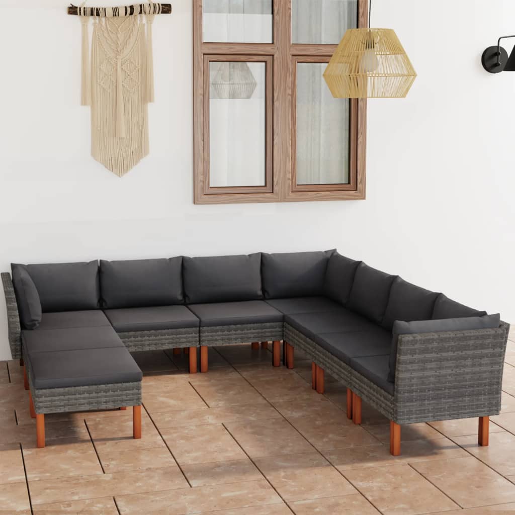 Set Mobilier De Grădină Cu Perne, 8 Piese, , Poliratan