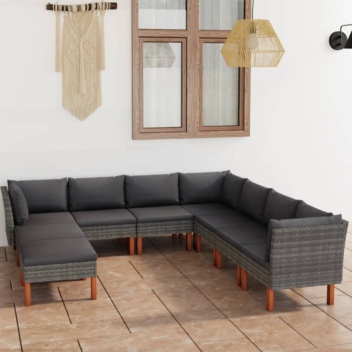 Set Mobilier De Grădină Cu Perne, 8 Piese, , Poliratan