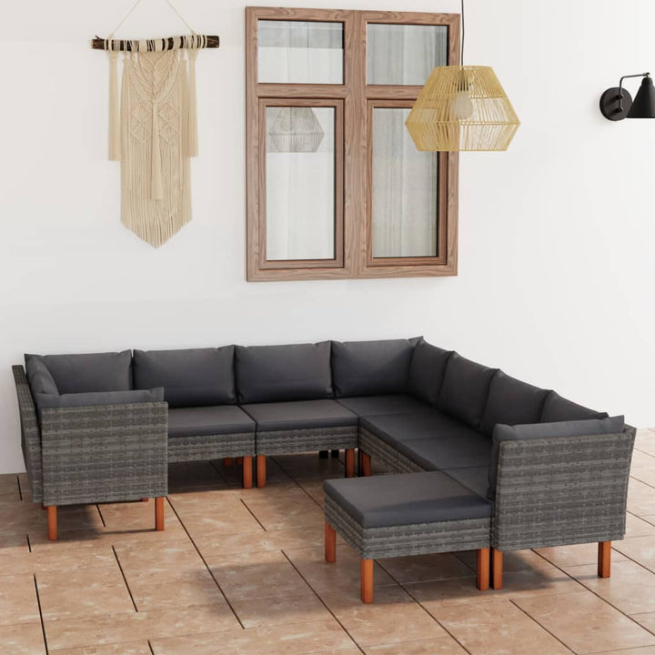 Set Mobilier De Grădină Cu Perne, 8 Piese, , Poliratan