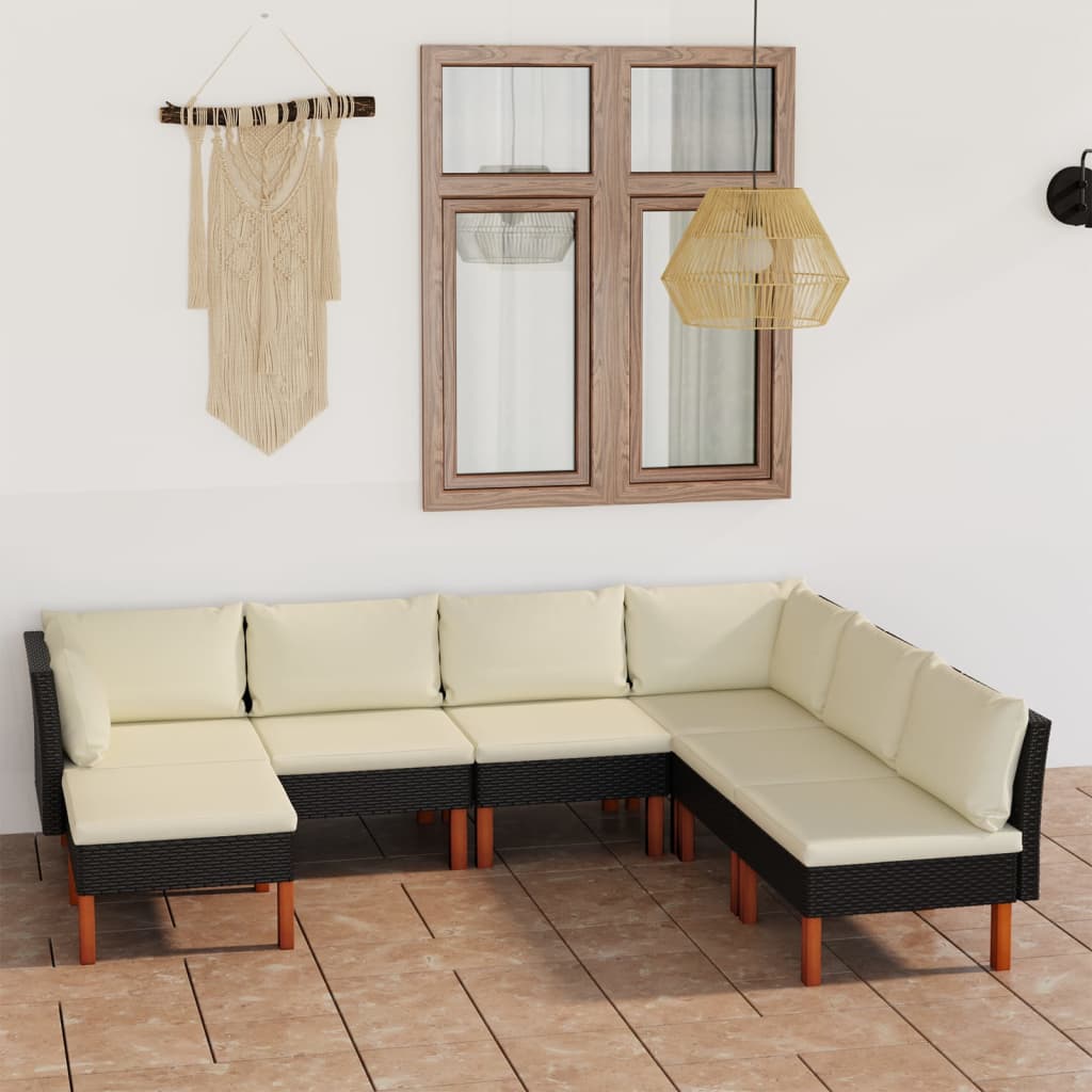 Set Mobilier De Grădină Cu Perne, 8 Piese, , Poliratan