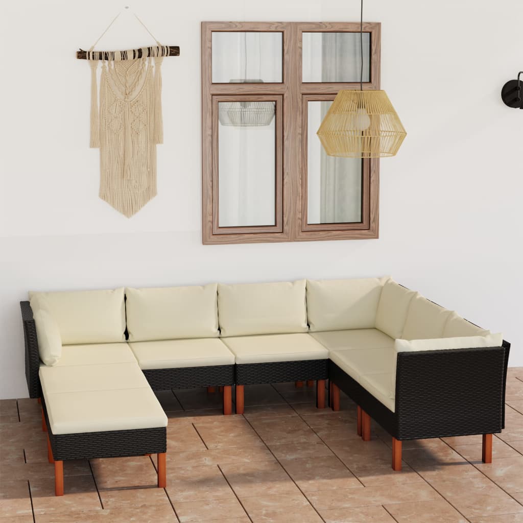 Set Mobilier De Grădină Cu Perne, 8 Piese, , Poliratan