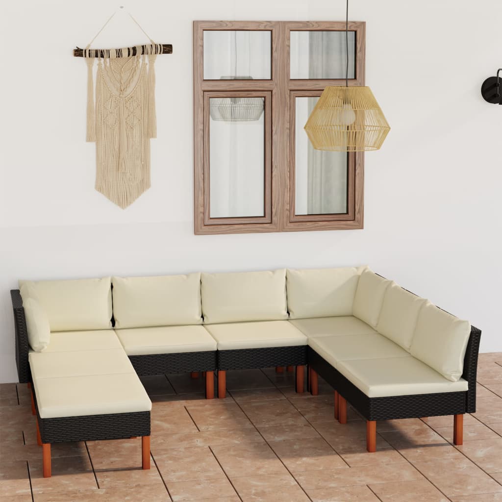 Set Mobilier De Grădină Cu Perne, 8 Piese, , Poliratan
