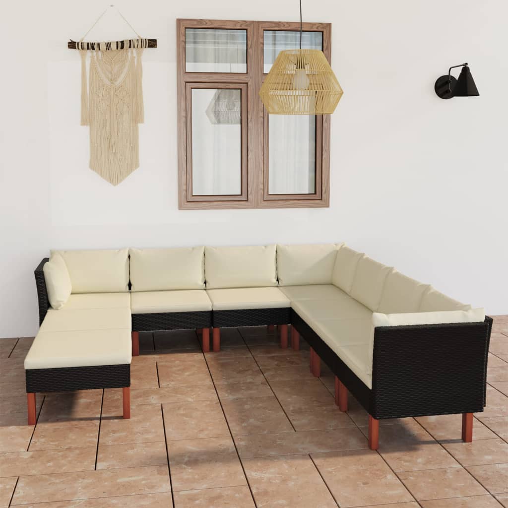 Set Mobilier De Grădină Cu Perne, 8 Piese, , Poliratan