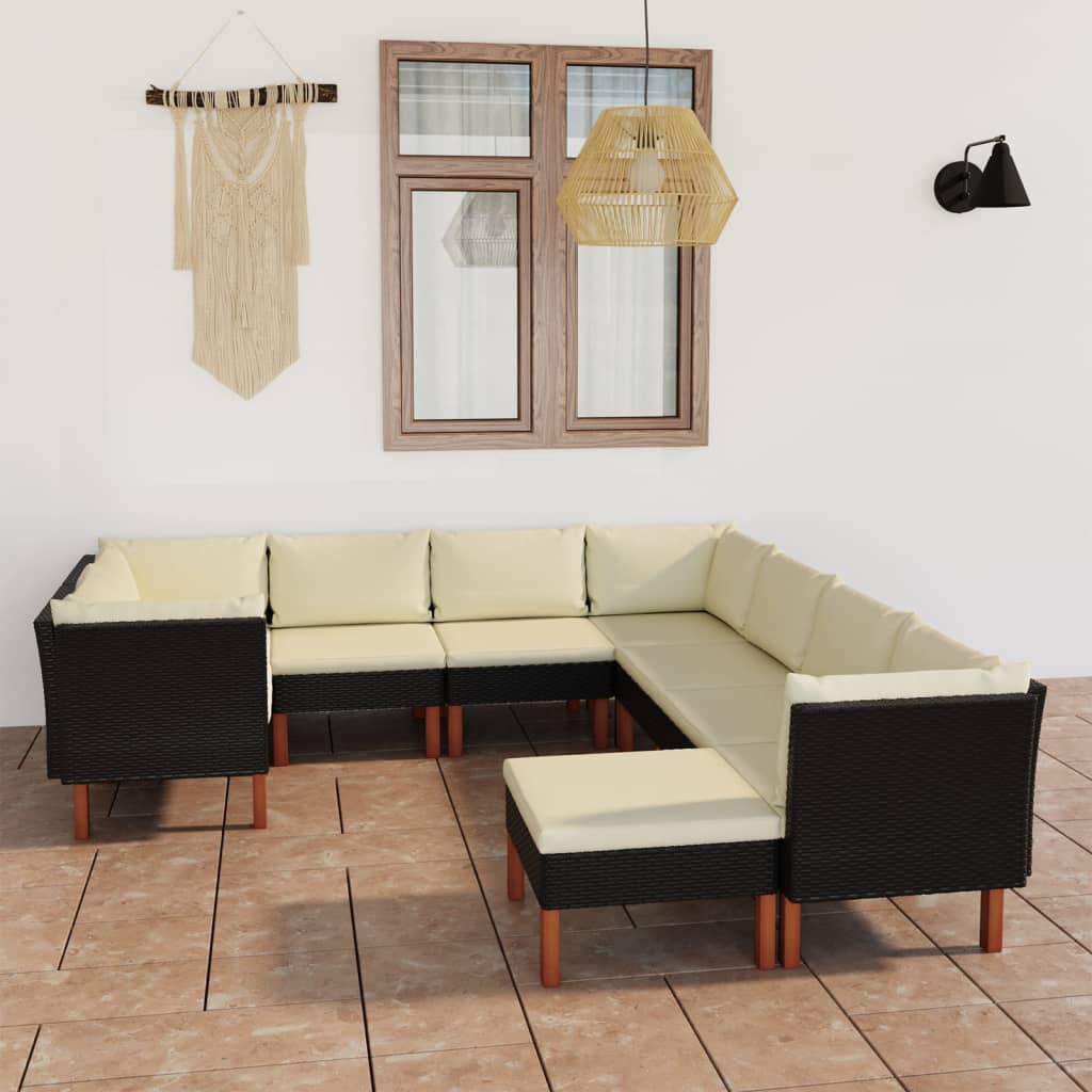 Set Mobilier De Grădină Cu Perne, 8 Piese, , Poliratan