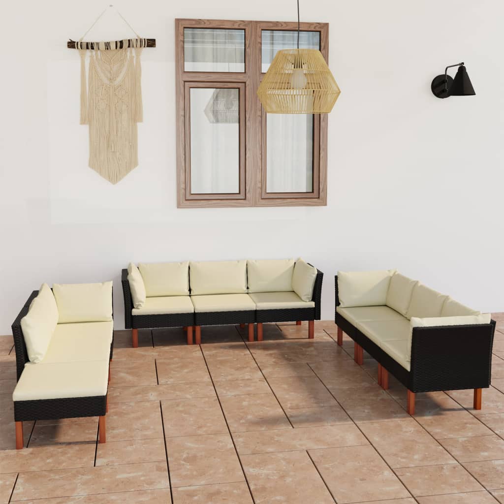 Set Mobilier De Grădină Cu Perne, 8 Piese, , Poliratan