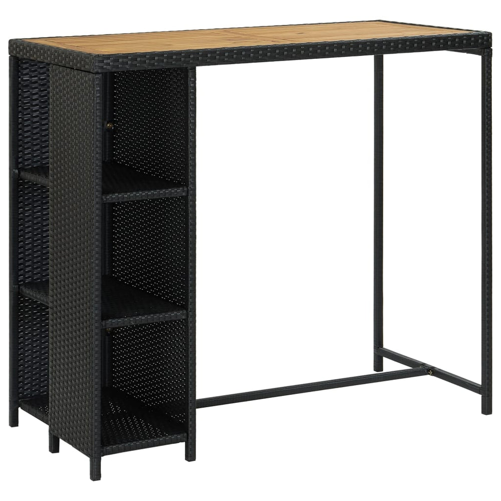 Set Mobilier Bar De Grădină Cu Perne, 5 Piese, Negru, Poliratan