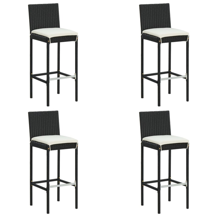 Set Mobilier Bar De Grădină Cu Perne, 5 Piese, Negru, Poliratan
