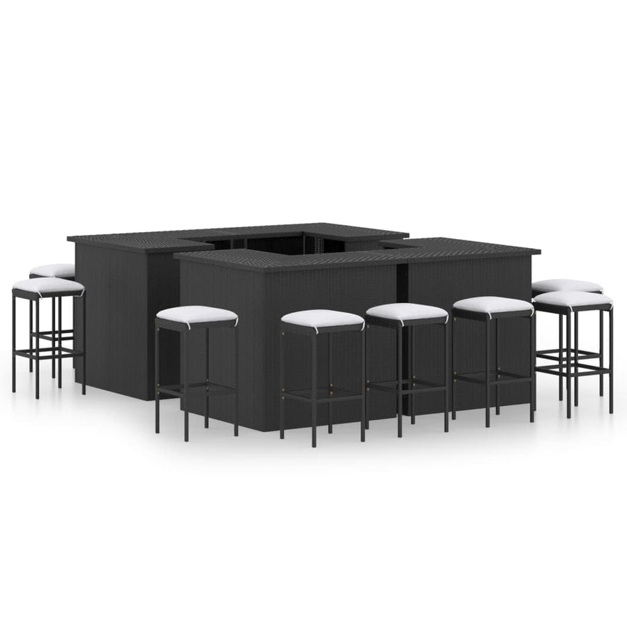 Set Mobilier Bar De Grădină Cu Perne, 16 Piese, Poliratan