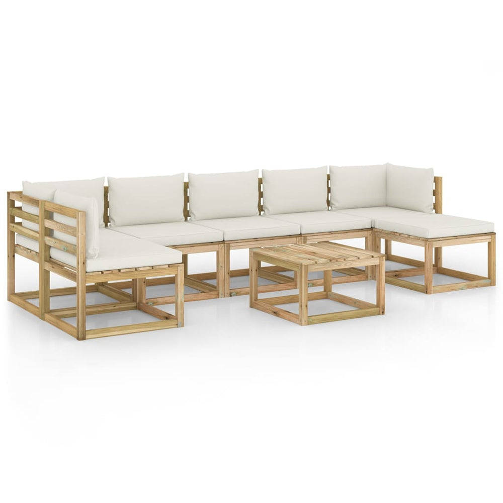 Set Mobilier De Grădină Cu Perne, 8 Piese, Lemn De Pin Tratat