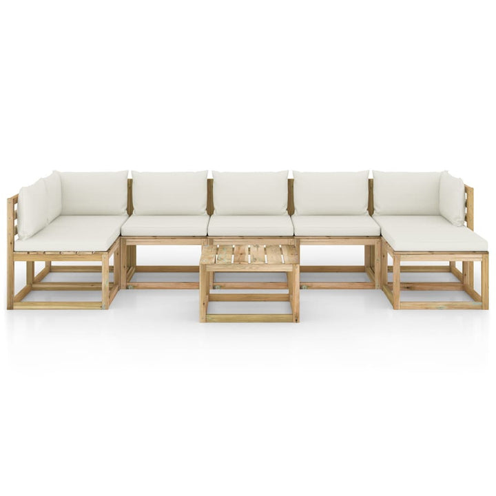 Set Mobilier De Grădină Cu Perne, 8 Piese, Lemn De Pin Tratat