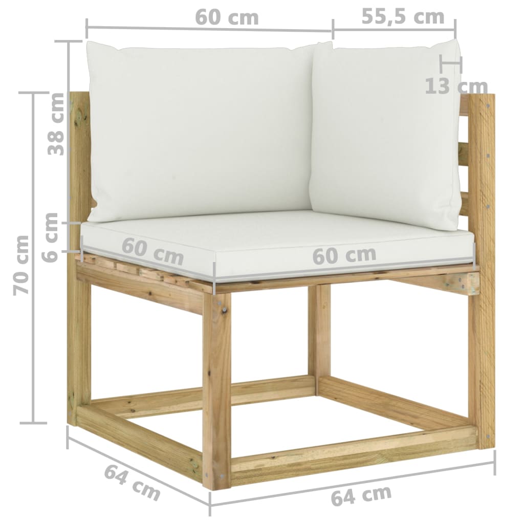 Set Mobilier De Grădină Cu Perne, 8 Piese, Lemn De Pin Tratat