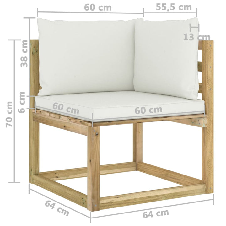 Set Mobilier De Grădină Cu Perne, 8 Piese, Lemn De Pin Tratat