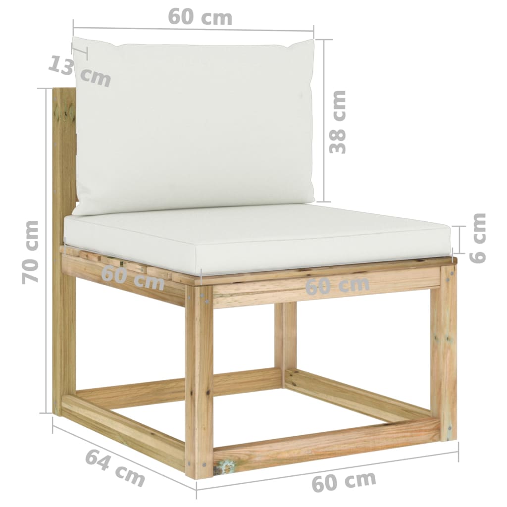 Set Mobilier De Grădină Cu Perne, 8 Piese, Lemn De Pin Tratat