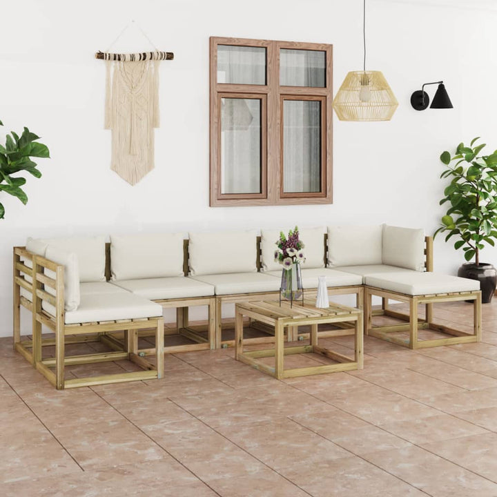 Set Mobilier De Grădină Cu Perne, 8 Piese, Lemn De Pin Tratat