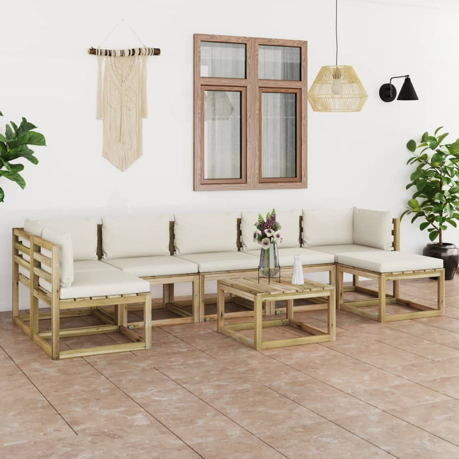 Set Mobilier De Grădină Cu Perne, 8 Piese, Lemn De Pin Tratat