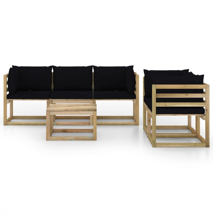Set Mobilier De Grădină Cu Perne Negre, 6 Piese