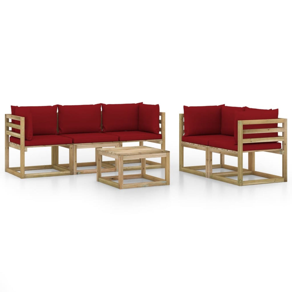 Set Mobilier De Relaxare Pentru Grădină Perne Roșu Vin 6 Piese
