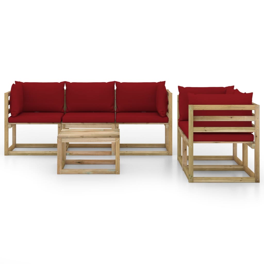 Set Mobilier De Relaxare Pentru Grădină Perne Roșu Vin 6 Piese