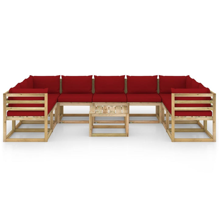 Set Mobilier De Grădină Cu Perne, 10 Piese, Lemn De Pin Tratat