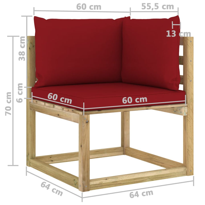 Set Mobilier De Grădină Cu Perne, 10 Piese, Lemn De Pin Tratat