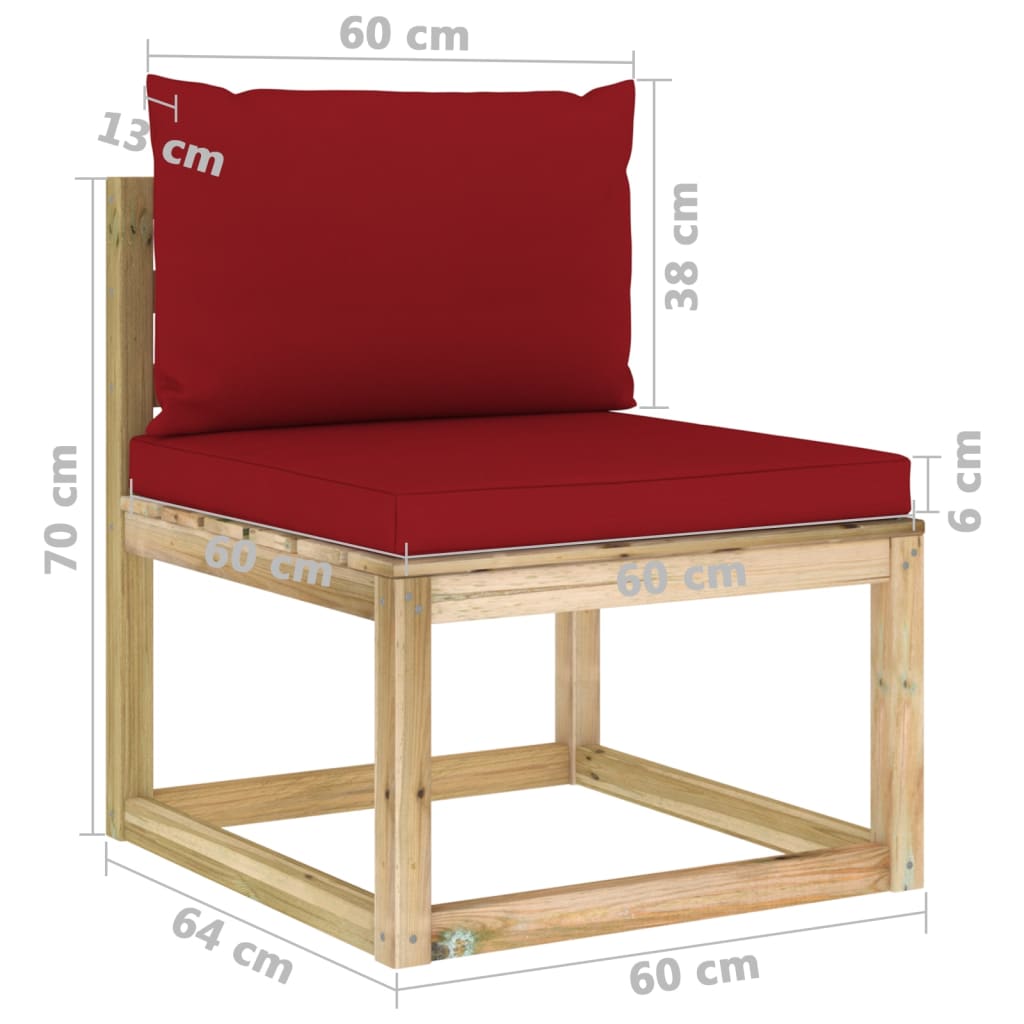Set Mobilier De Grădină Cu Perne, 10 Piese, Lemn De Pin Tratat