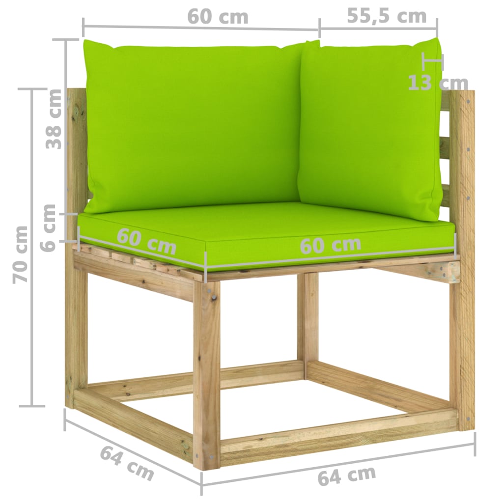 Set Mobilier De Grădină Cu Perne, 10 Piese, Lemn De Pin Tratat