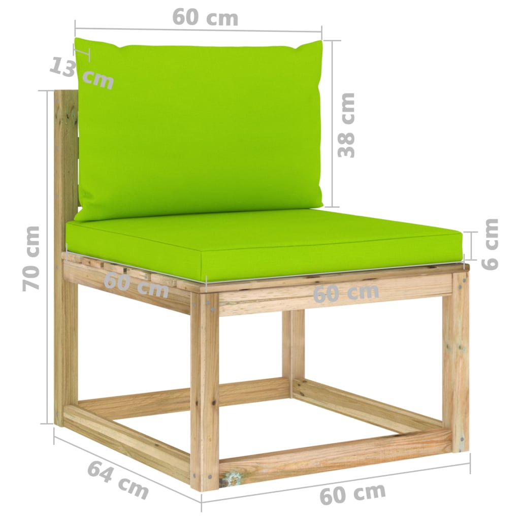 Set Mobilier De Grădină Cu Perne, 10 Piese, Lemn De Pin Tratat