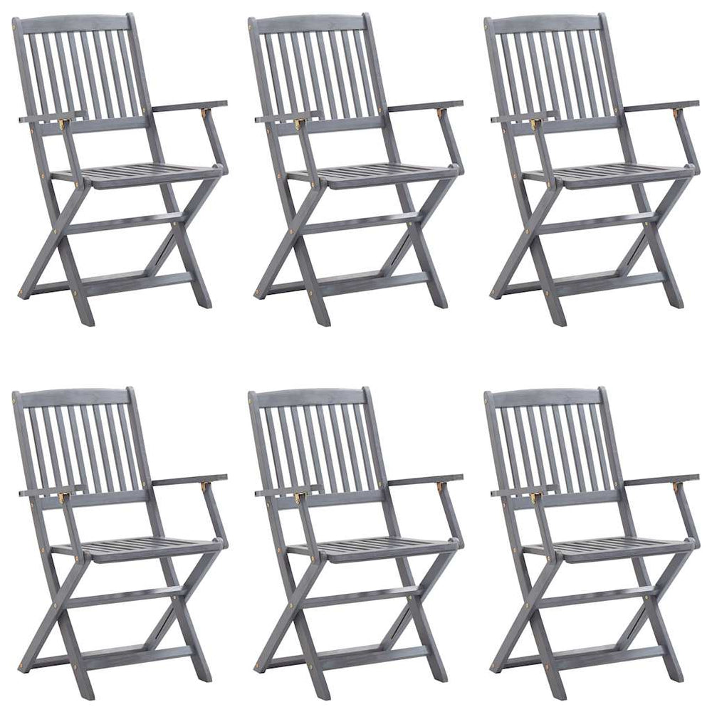 Scaune Pliante De Exterior Cu Perne 6 Buc. Lemn Masiv De Acacia