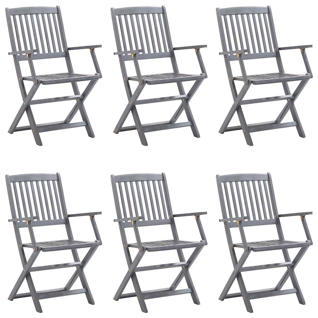 Scaune Pliante De Exterior Cu Perne 6 Buc. Lemn Masiv De Acacia