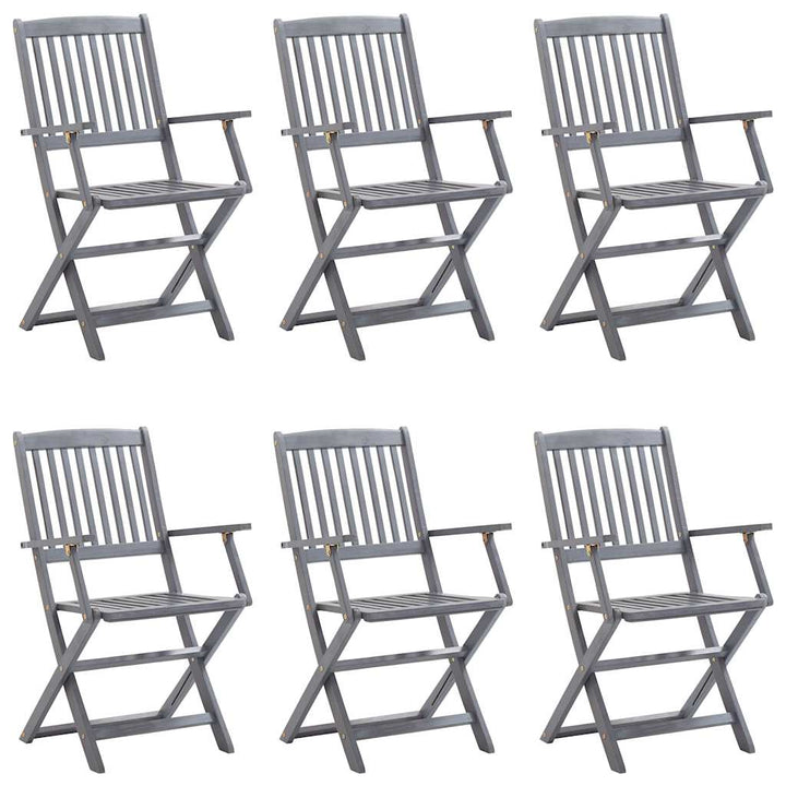 Scaune Pliante De Exterior Cu Perne 6 Buc. Lemn Masiv De Acacia