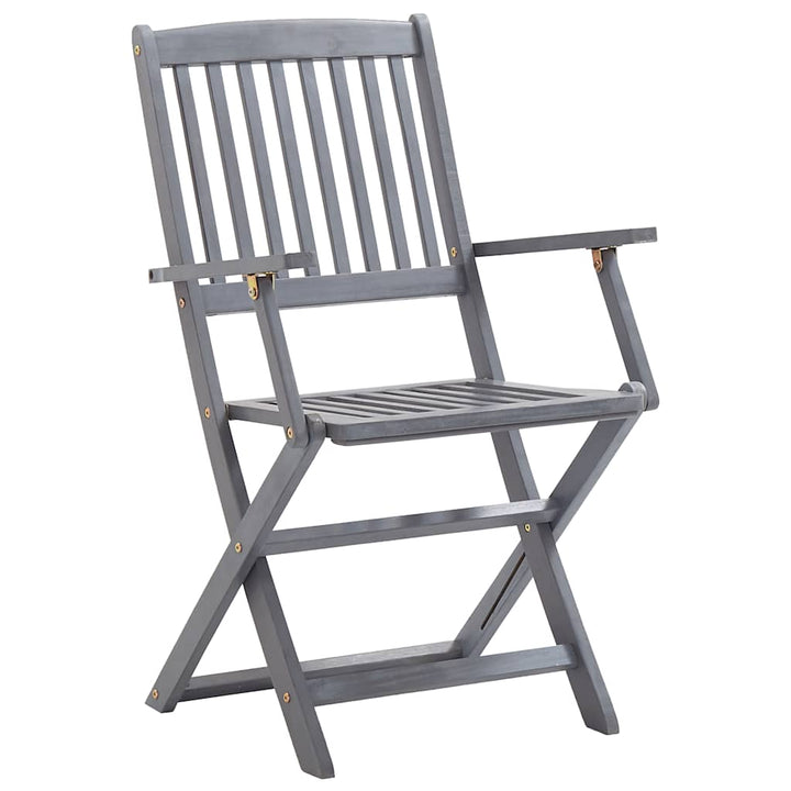 Scaune Pliante De Exterior Cu Perne 6 Buc. Lemn Masiv De Acacia