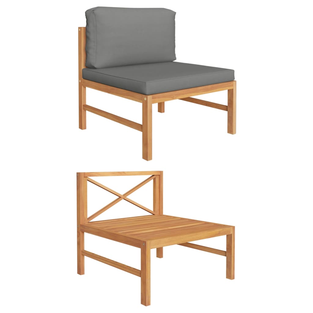 Set Mobilier Grădină Cu Perne , 3 Piese, Lemn De Tec