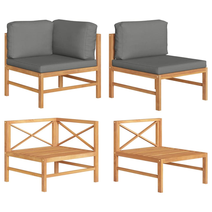 Set Mobilier Grădină Cu Perne , 3 Piese, Lemn De Tec