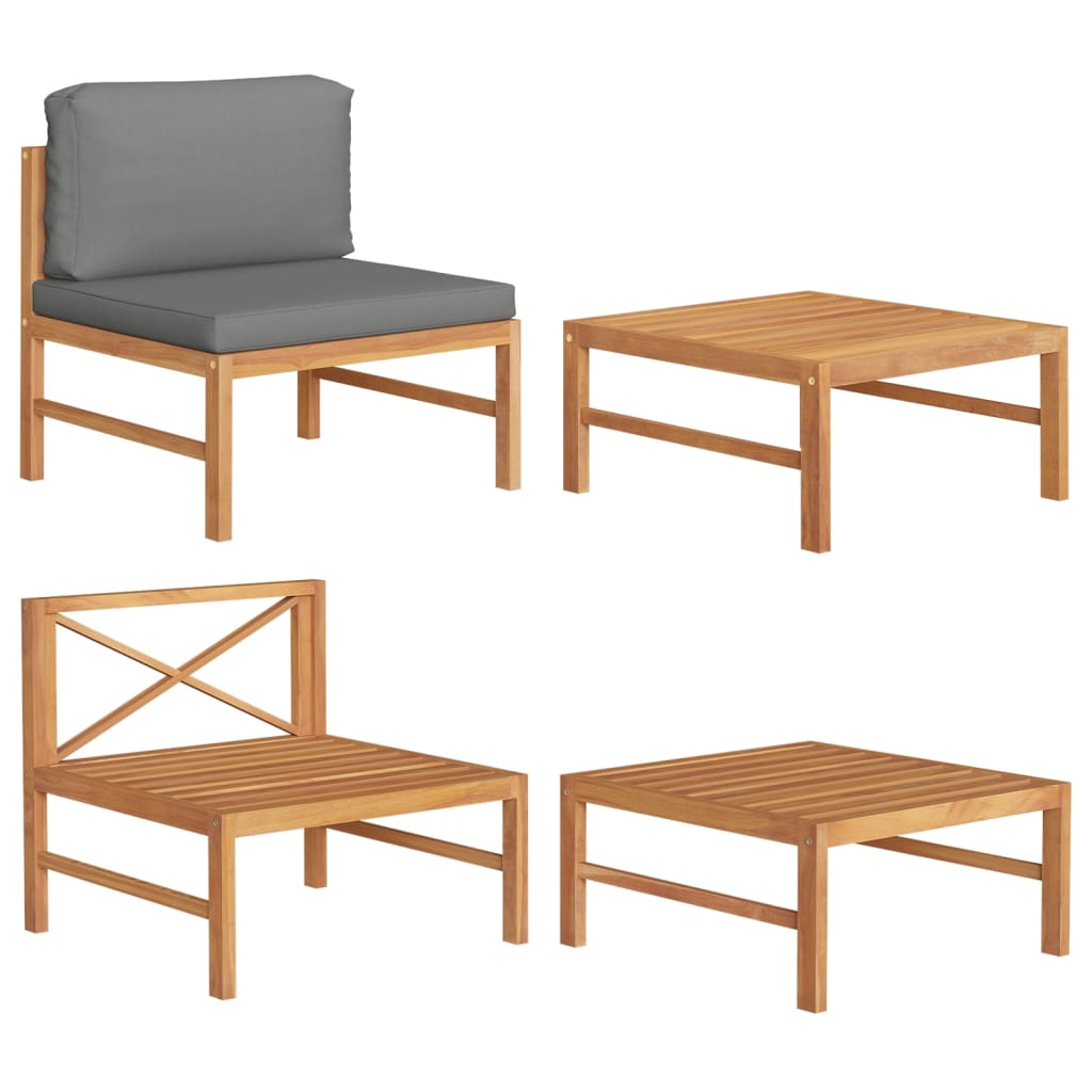 Set Mobilier Grădină Cu Perne , 3 Piese, Lemn De Tec