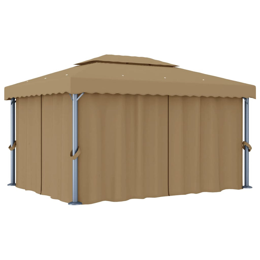 Pavilion Cu Perdea, Gri Taupe, 4X3 M, Aluminiu