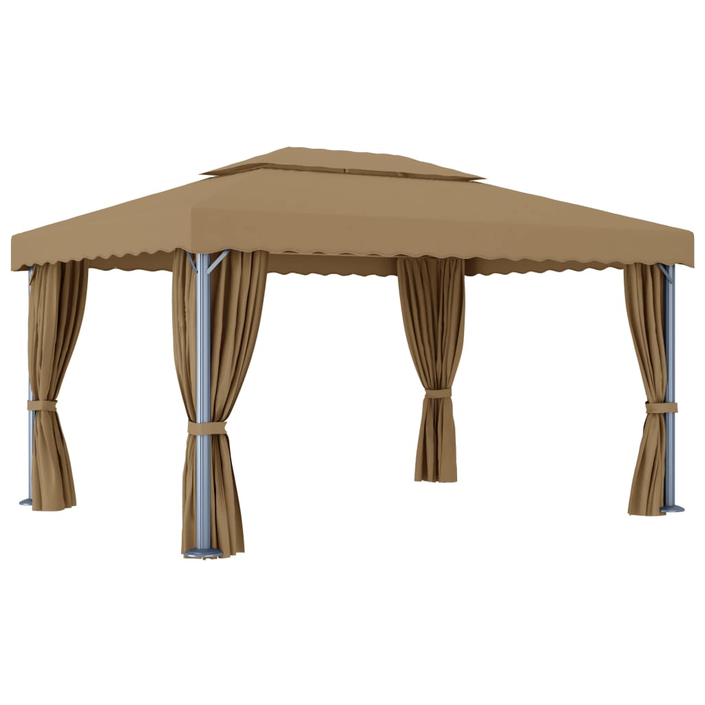 Pavilion Cu Perdea, Gri Taupe, 4X3 M, Aluminiu