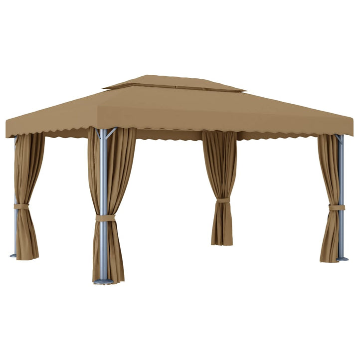 Pavilion Cu Perdea, Gri Taupe, 4X3 M, Aluminiu