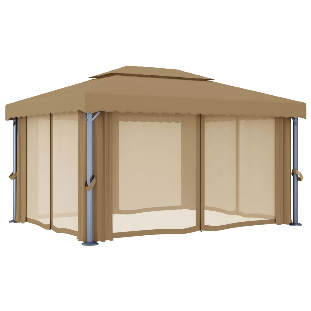 Pavilion Cu Perdea, Gri Taupe, 4X3 M, Aluminiu