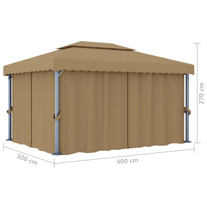 Pavilion Cu Perdea, Gri Taupe, 4X3 M, Aluminiu