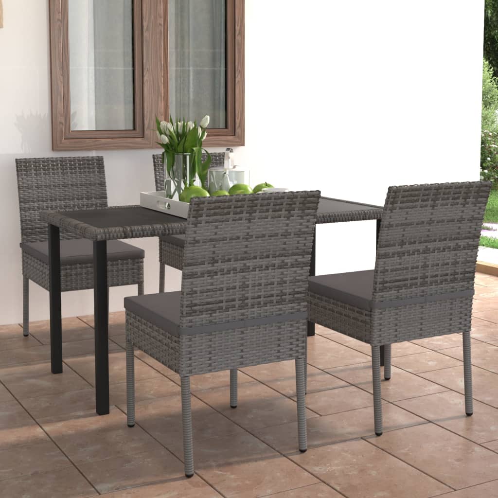Set De Masă Și Scaune De Exterior, 5 Piese, , Poliratan