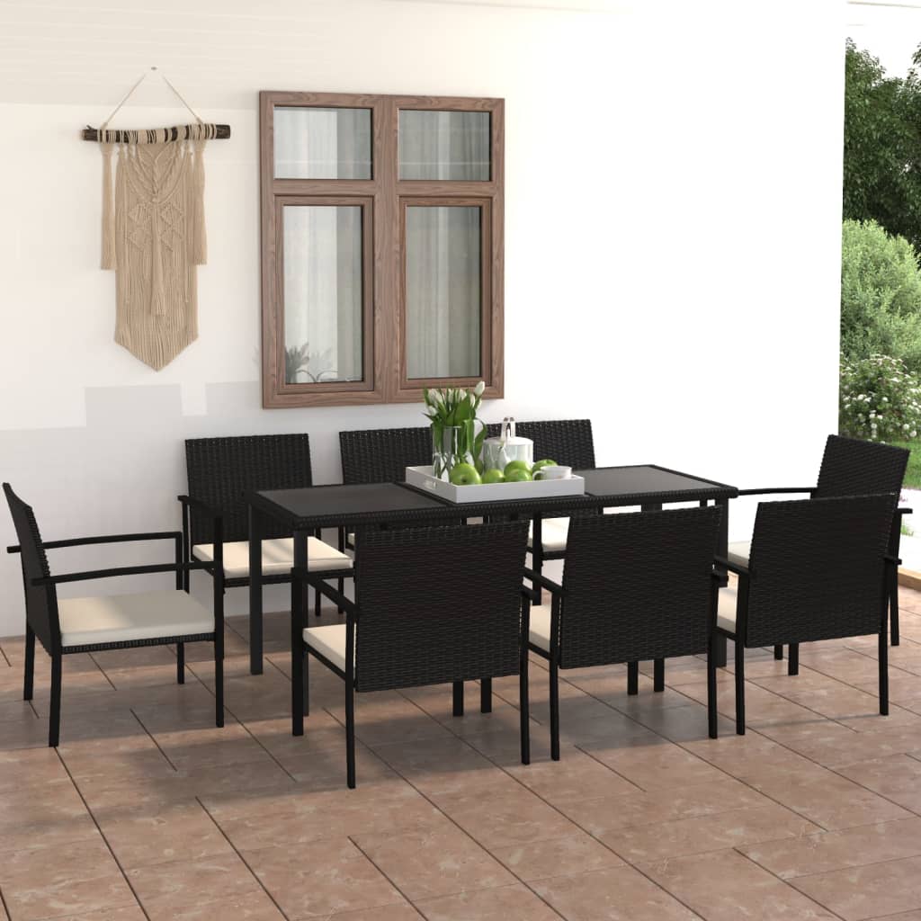 Set De Masă Și Scaune De Exterior, 9 Piese, , Poliratan