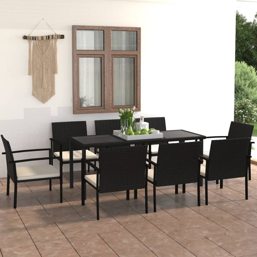 Set De Masă Și Scaune De Exterior, 9 Piese, , Poliratan