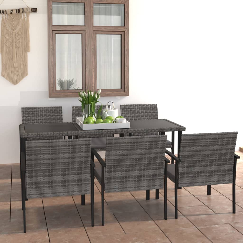 Set De Masă Și Scaune De Exterior, 9 Piese, , Poliratan